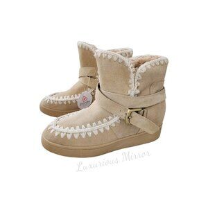 Blondo Faux Fur Boots Waterproof Ankle Cow Suede Anna Brown Lined Womens 11M New